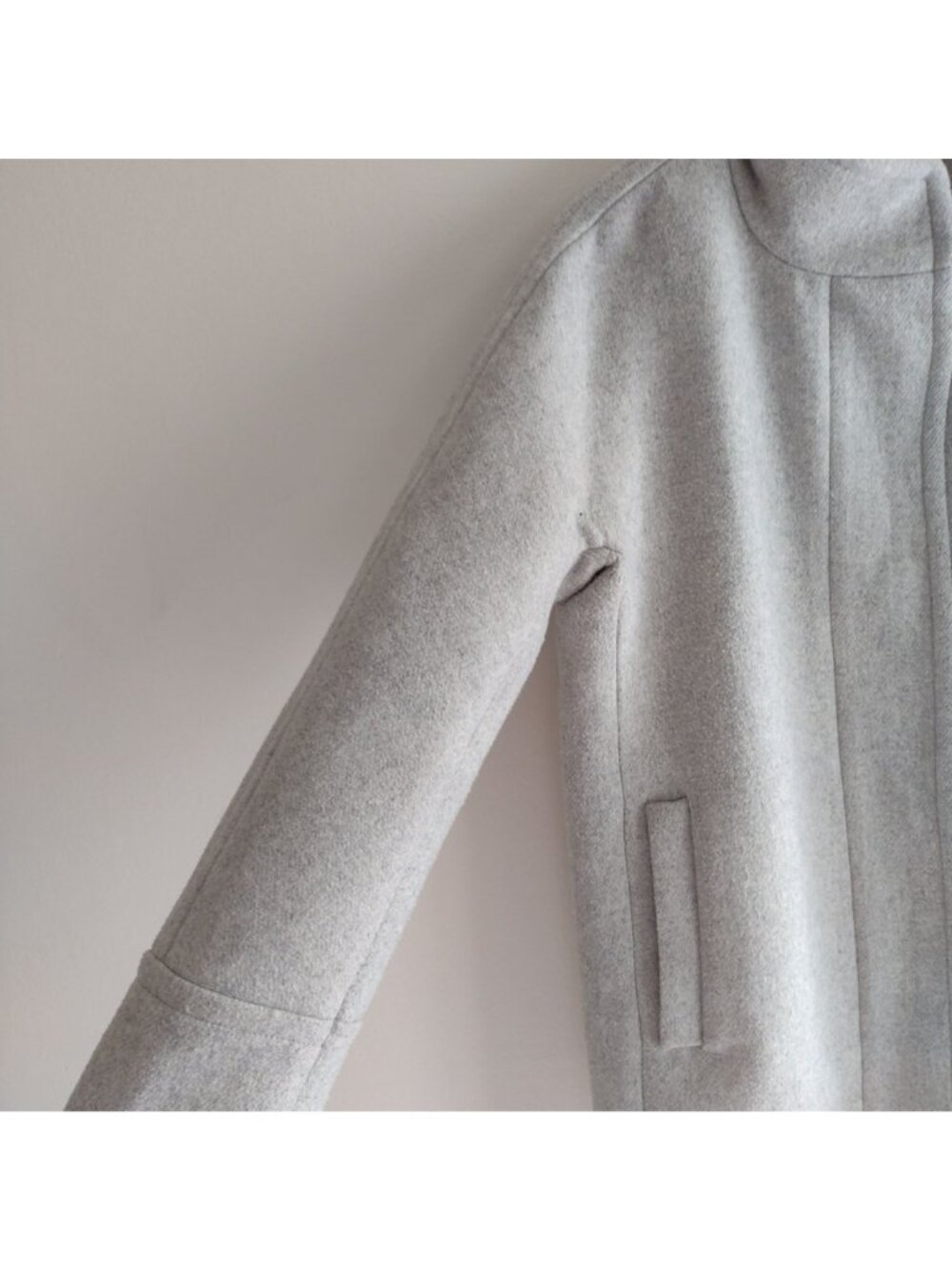 J Crew Womens Wool Blend Coat 12 Gray Funnel Collar Heavy Winter Jacket - Picture 4 of 14
